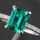 Claw Prongs VS Emerald SI 0.25ct Pave Diamond 14K White Gold Engagement Ring