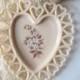 Vintage Westmoreland Coraline Milk Glass Beaded Bouquet Heart Plate