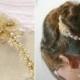 PEARL FLOWER CROWN, bridal flower crown, Gold flower crown, Wedding tiara with pearls gold organza flowers, Bridal Gold hair flowers, Shir