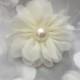 Ivory Wedding Chiffon Flower with Pearl Fluffy Floral Pet Collar Flower - Cat Dog Accessory