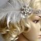 Rhinestone Headband headpiece with feathers, Great Gatsby Headband, Wedding flapper headband,1920s Bridal rhinestone hair piece, prom