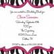 Hot Pink and Black Zebra Print - Girls Birthday Party Invitation, Bridal Shower, Bachelorette Party