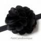 Black Flower Headband, Satin & Tulle Black Flower Hair Clip w/ Black Headband, Weddings, Halloween Headband, Baby Headband, Toddler Headband