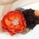 Rustic Bridal Sash - Orange Brown Champagne Sash for Wedding, Bridesmaid, Formal occasion or an Event - Ready to Ship