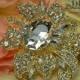 Huge Gold Crystal Brooch - Wedding Jewelry - Wedding Brooch Pin Accessories - Rhinestone Brooch Bouquet - Bridal Brooch Sash Pin 78mm 335220