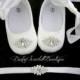 White Satin Baby Girl Soft Sole Shoes,Christening Shoes with Headband Set