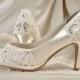 Lace Wedding Shoes - Custom 120 Color Choices- PBT-0826A Vintage Wedding, Women's Bridal Shoes