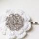 Crystal Flower Crochet Hair Pin, Flower girl hair pin, Bridal Hair pin, Rhinestone Flower Pin, Bridesmaid hair pin, Wedding Hair Accessories