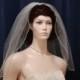 1 Tier Shoulder  Flyaway Wedding Bridal Veil White  22 inches in length with a Pencil Edge
