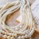 Chunky Pearl Necklace Ivory Layered Pearl Crystal Wedding Necklace Multistrand Pearls Bridesmaids Jewelry Elegant Wedding Jewelry Bridal