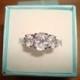 Oval Cut White Sapphire Three Gemstone 925 Sterling Silver Engagement Ring Size 5
