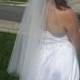 Fingertip Length One Tier Wedding Veil with Clean Cut Edge  Light Ivory, or White; READY TO SHIP in 3-5 Days