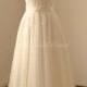 Romantic Ivory A line dots tulle wedding dress with vintage lovely buttons