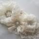 Ivory Bridal Sash, Cream Wedding Belt, Flower Sash, Pearls and Crystals - BASHFUL