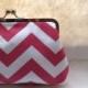 Pink and White Chevron Bridal Clutch / Pink Wedding Purse / Bridesmaids Gift - Charlie
