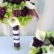 Plum Wedding bouquet - 3 piece set - Real touch Wedding flowers calla lily orchid Bridal bouquet