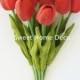JennysFlowerShop Latex Real Touch 13'' Artificial Tulip 10 Stems Flower Bouquet for Home/Wedding Small Size Tulip Red