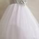 Flower Girl Dresses - WHITE with Silver Rose Petal Dress (FD0PT) - Wedding Easter Bridesmaid - For Baby Children Toddler Teen Girls
