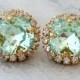 Mint crystal earrings, mint crystal studs,Clear Mint green Swarovski earrings Bridal earring Bridesmaid gift Wedding jewelry seafoam earring