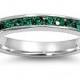 3MM Sterling Silver Channel Round Emerald Green CZ Stackable Full Eternity Wedding Engagement Anniversary Band Ring Size 3-12