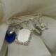 Wedding Keepsake photo  charm pin -DIY- Brooch-Brides-Bouquet charm-- Horseshoe-Angel -Royal Blue Crystal-Photo Charm- Something Blue -Boxed