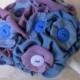 Blue Purple Upcycled  Hand Dyed Fabric Flower Eco Wedding Bouquet