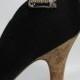 Shoe Clips Fan Shape in Ivory Black Marcasite Fancy Shoe Jewelry Upcycled