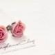 polymer clay mini rose earrings, cocktail earrings, wedding jewelry