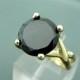 AAA Black Spinel Natural Untreated 12mm Round 4.70 carats set in 14K Yellow gold Engagement ring - ELKE- ring 1364