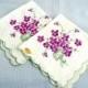 Violet Bouquet Embroidered Pair of Swiss Handkerchiefs
