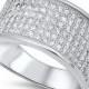 11MM Platinum 925 Sterling Silver 1.10 Carat Round Russian Ice Diamond CZ Dome Wedding Engagement Anniversary Half Eternity Band Ring