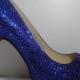 royal blue Wedding Shoes sparkle bridal shoes heels open toe prom shoes bridal heels wedding shoes heels custom crystals color shoes heels