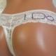 Bridal Panties: Ivory Lace Thong - Cobalt Bridal Lingerie - Ivory Bride Underwear - Sexy Bridal Knickers - I Do