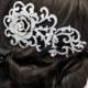Bridal rhinestone hair comb, Wedding hair comb, Flower hair comb, Statement hair comb, Bridal hair accessory