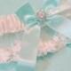 Light Aqua and Ivory Prom Garter, Prom Garters, Aqua Beaded Prom Garter, Wedding Garter, Bridal Garter, Garter for Prom