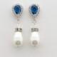 Pearl Drop Wedding Earrings Cubic Zirconia Blue Bridal Earrings Bridesmaid Earrings Swarovski Pearls Crystal Bridal Earrings