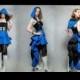 British Police Public Call Box Under Bust Corset Mini Bustle Gown Costume Custom by LoriAnn Costume Designs