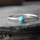 Genuine Turquoise and sterling silver skinny ring, hammered sterling silver, stacking ring, engagement ring, December birthstone