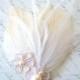 Bridal Feather Fascinator - PETIT ALENCON - Ivory Alencon Lace Champagne Feathers White Ostrich Pearl Veil Bridal Clip