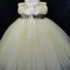 Yellow Ivory and Charcoal Grey Flower Girl Dress
