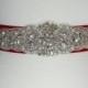 Red Wedding Belt - Bridal Sash - Bridal Belt - Sash Belt - Crystal Rhinestone Pearl Wedding Dress Belt - Ruby Red Satin Bridal Sash - ALEXA