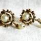 Antique Earrings Art Deco Pearl Earrings Dangle Earrings Pierced Bridal Earrings 14K Gold Valentines Victorian Earrings
