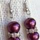 Burgundy Bridesmaid Wedding Jewelry Pearl Earrings Rhinestone Earrings Bridesmaid Gift Burgundy Wedding Burgundy Earrings