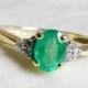 Emerald Engagement Ring 1 Carat Emerald Ring with Genuine Diamond Accents 14K  May Birthday Gift