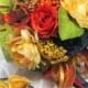 Bridal Brooch Bouquet and Boutonniere Set for Autumn or Fall in Orange, Gold and Blue - Ready to Ship
