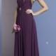 A-line Chiffon Strapless Natural Waist Floor-Length Zipper Sleeveless Brooch Ruching Grape Bridesmaid Dress