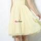 Cute Knee Length V Neck Yellow Chiffon Bridesmaid Dress with Bows