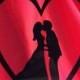 Silhouette Heart Bride & Groom Kissing Acrylic Wedding Cake Topper