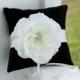 Black and white Ring Bearer Pillow, wedding pillow, white ring bearer pillow