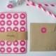 24 Heart Envelope Seals in Fuschia Hot  Pink - Handmade Heart Stickers - Wedding Invitations & favours - Baby shower - Hershey Kisses